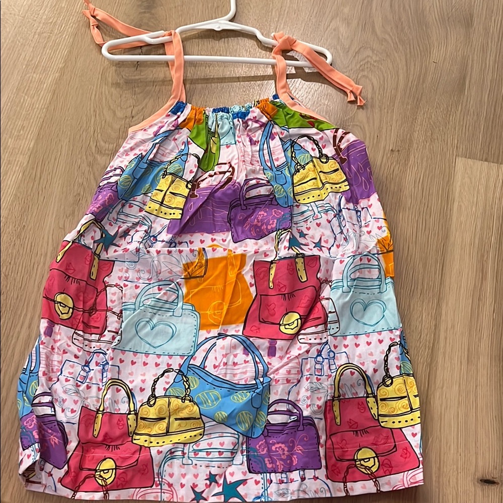 Girls Colorful Handbag Print Dress